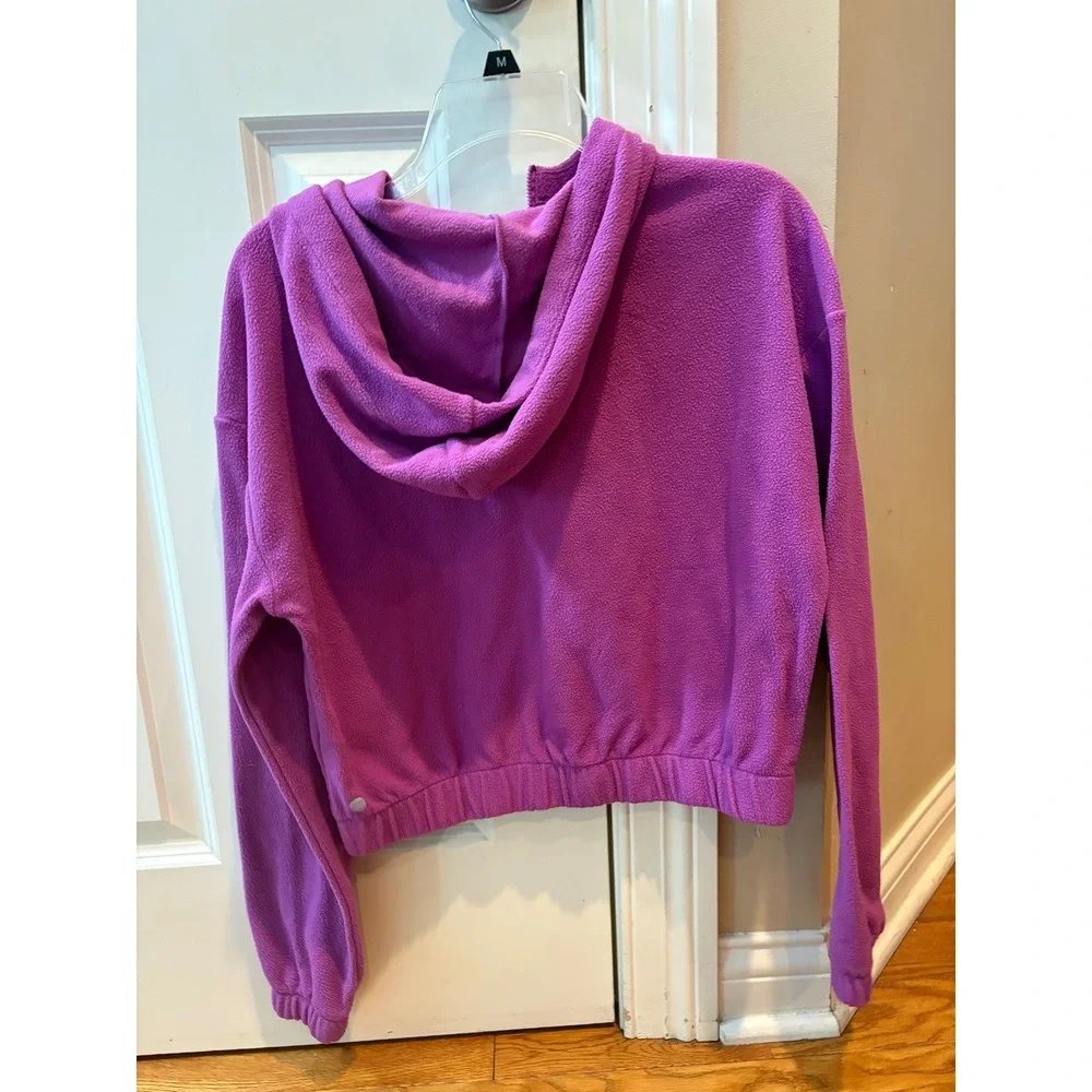 Z By Zella Fleece Hoodie Purple Pullover Crop Top Activewear Womens Small - Picture 2 of 7